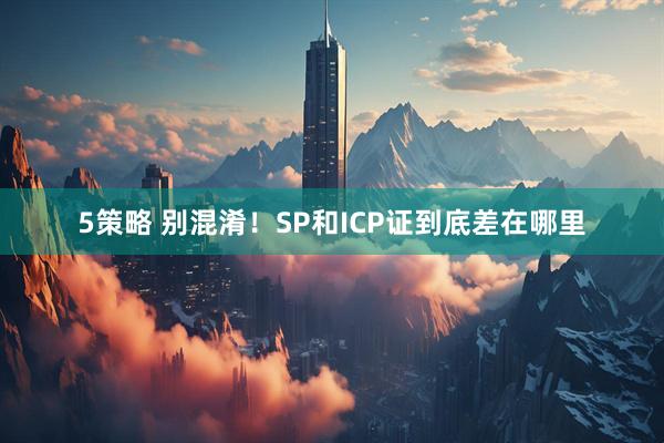 5策略 别混淆！SP和ICP证到底差在哪里